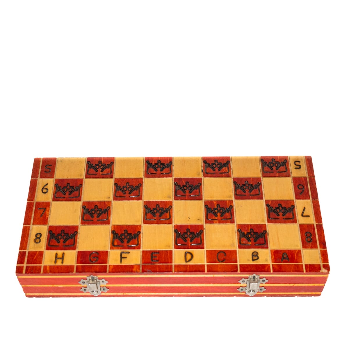 Scacchiera da viaggio in legno verniciato vintage - immagine 2