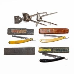 Utensili da barba d'epoca Solingen, Puma, Castor. Lotto 7 rasoi a mano libera vintage + 2 tosatrici manuali d'epoca. Ideale per collezionisti!