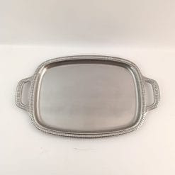 Grande vassoio Alfra Alessi vintage italiano in acciaio inox, con bordi lavorati e manici. Elegante, funzionale, ideale per servire o arredare con stile.