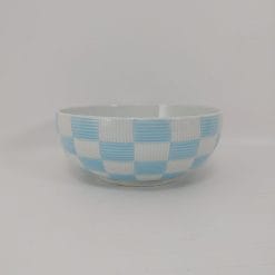 Insalatiera Galvani a scacchi in ceramica, design vintage. Pezzo unico con motivo azzurro, ideale per amanti del modernariato!