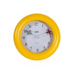 Orologio Alessi White Bird di Michael Graves da parete, design postmoderno del 1992. Plastica gialla con uccellini sulle lancette. Ottime condizioni.