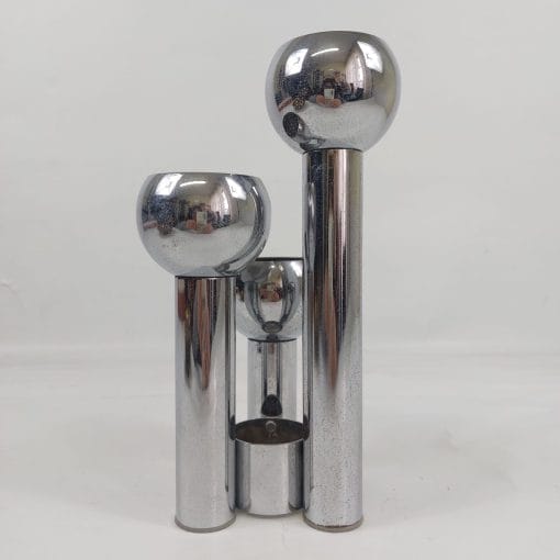 Portacandele "Space Age" in metallo cromato - immagine 3