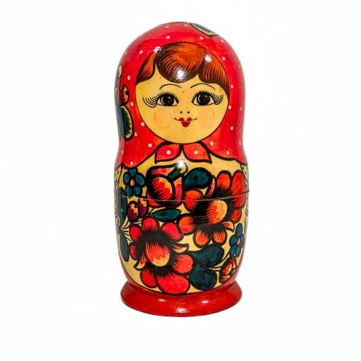 Matrioska russa in legno vintage rossa - immagine 3