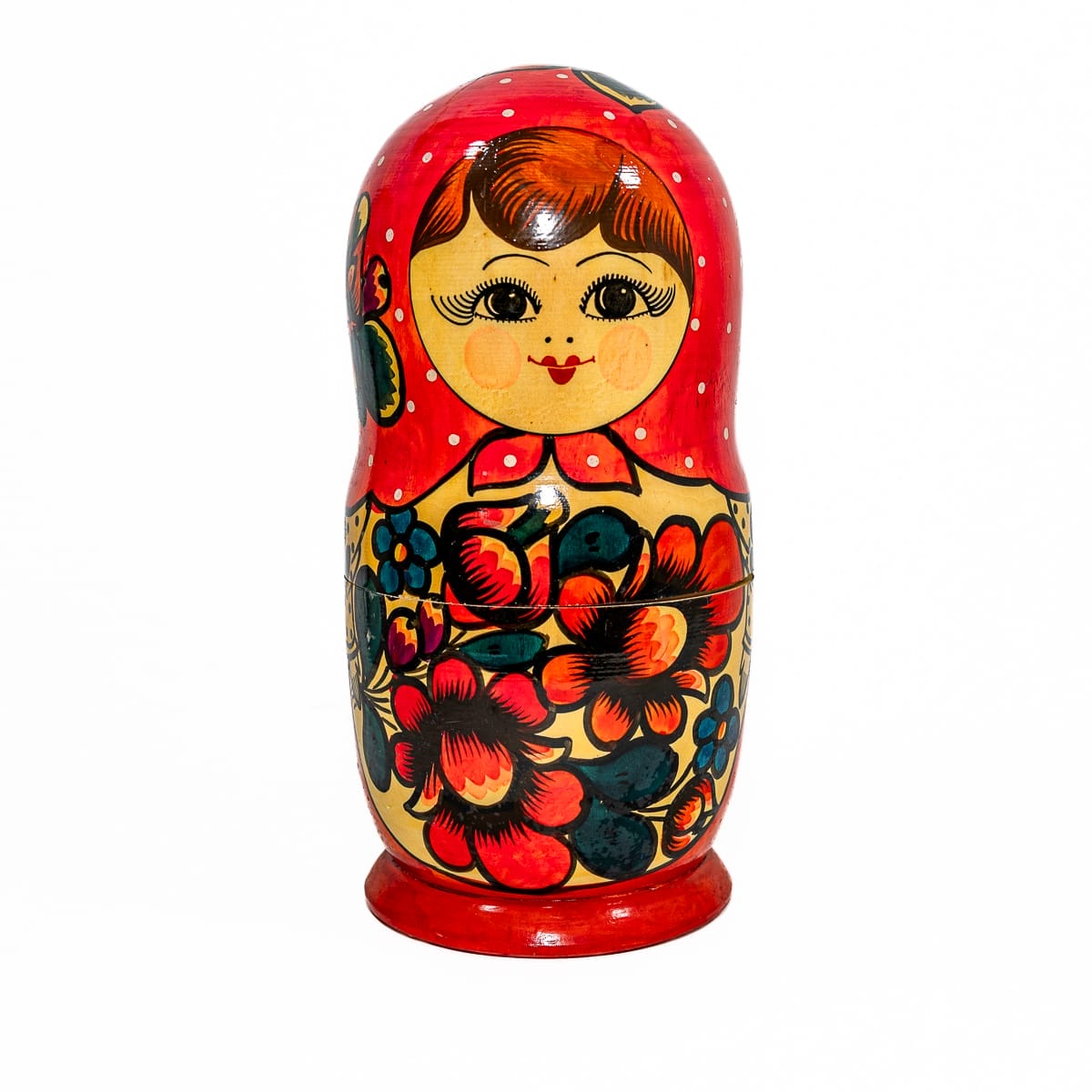 Matrioska russa in legno vintage rossa - immagine 3