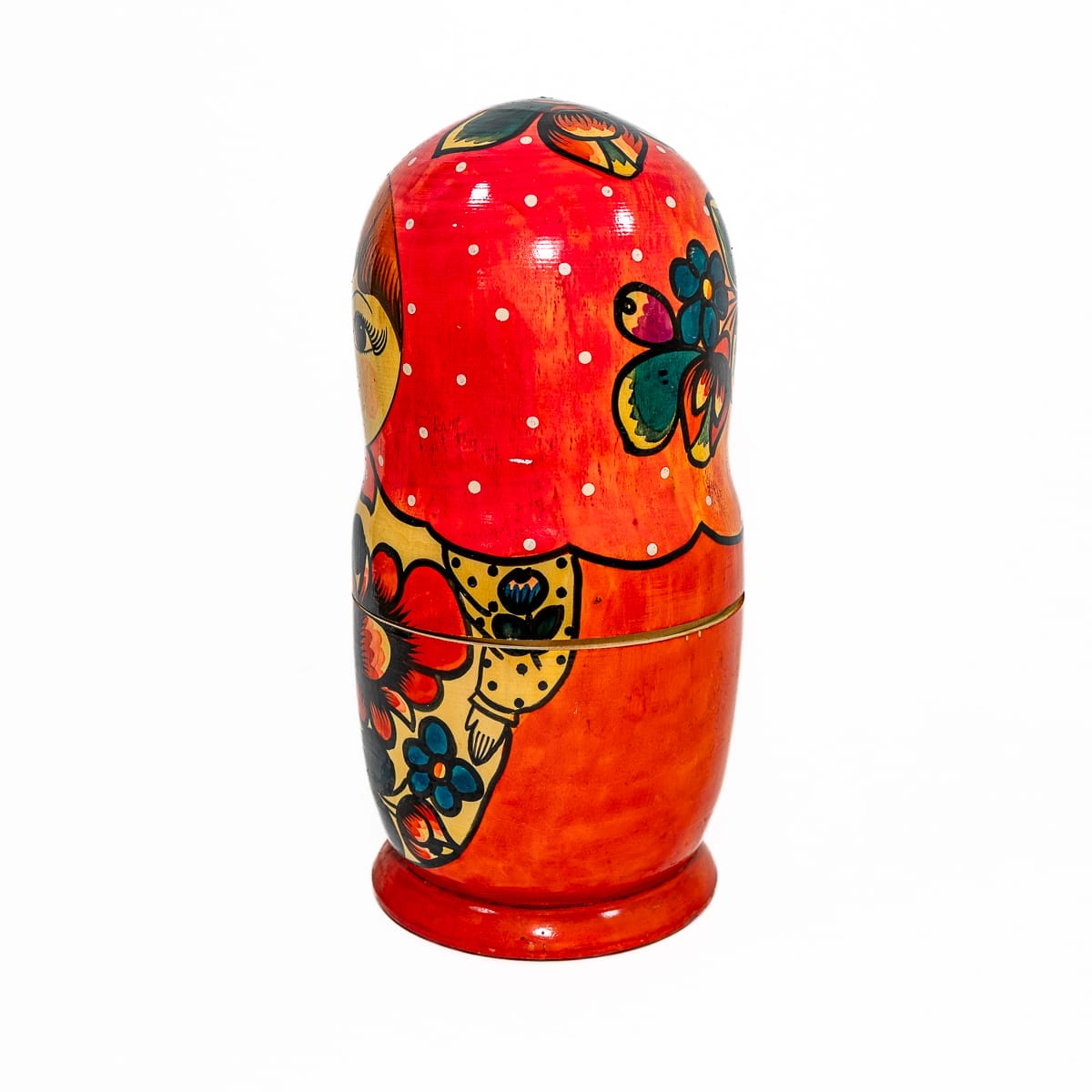 Matrioska russa in legno vintage rossa - immagine 4