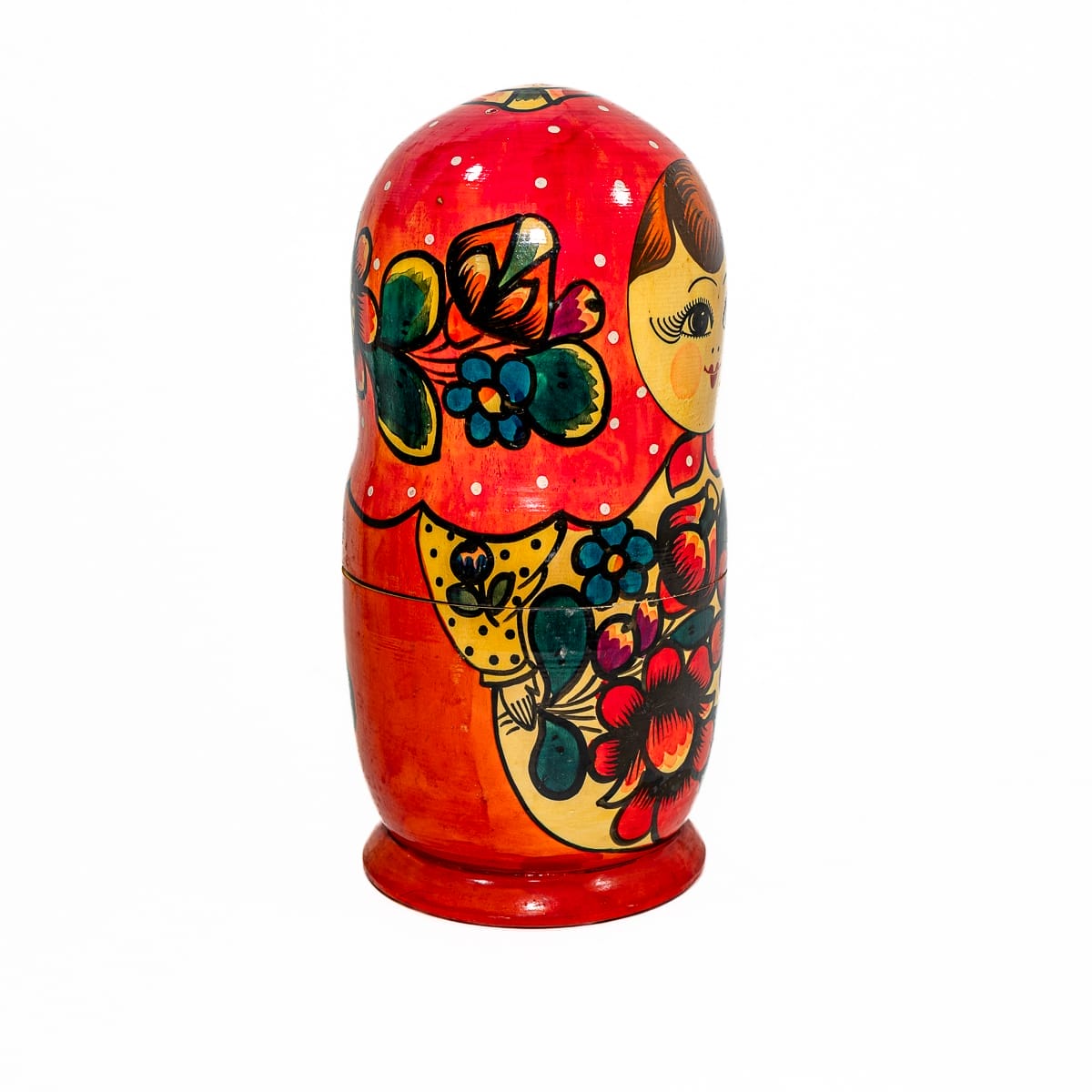Matrioska russa in legno vintage rossa - immagine 5