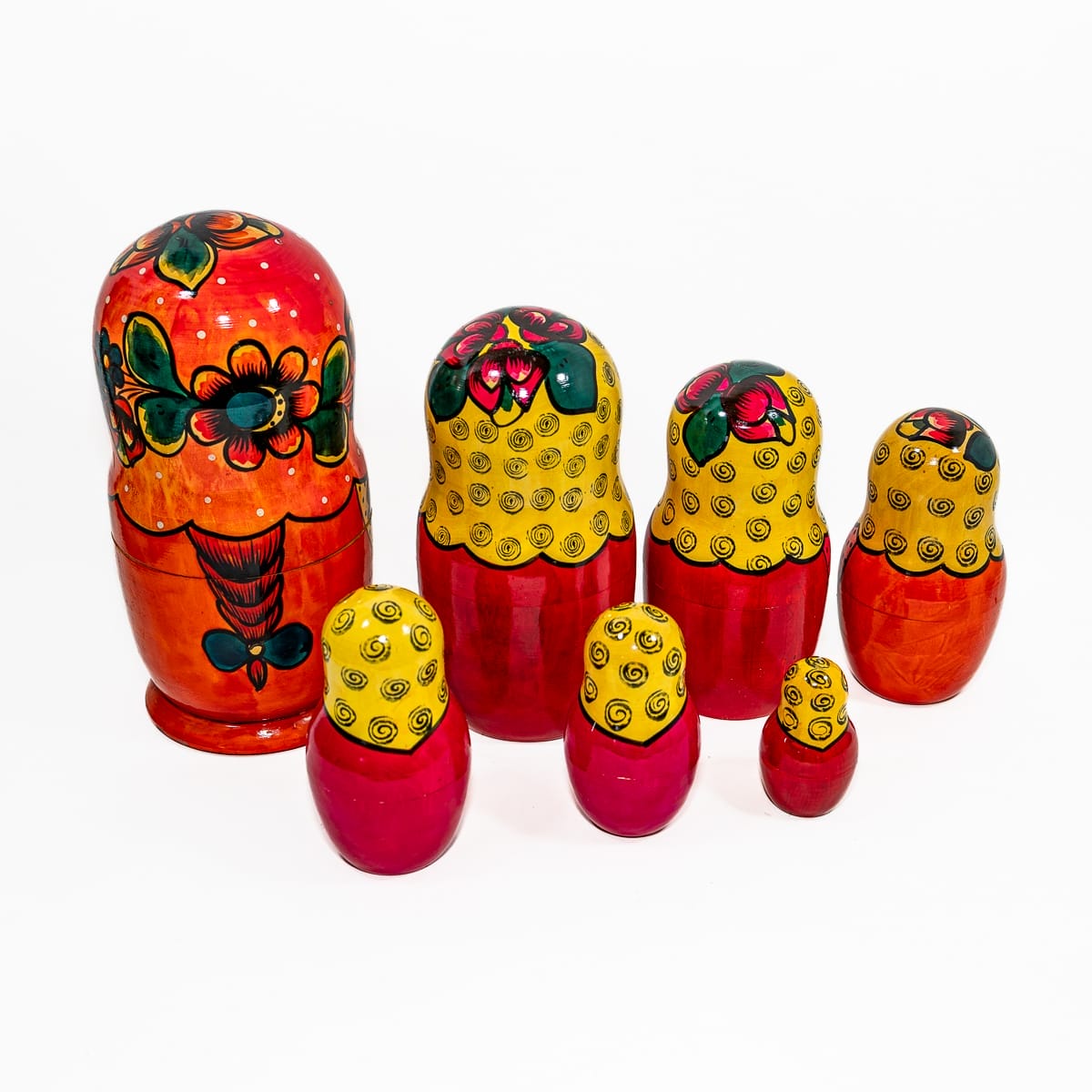 Matrioska russa in legno vintage rossa - immagine 2