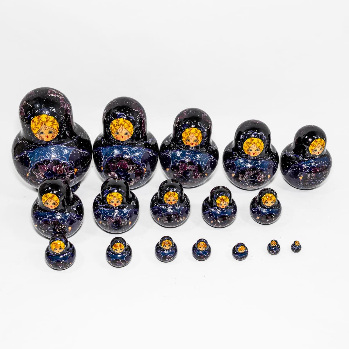 Piccola Matrioska classica vintage blu - immagine 2