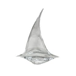 Barca a vela in vetro di Murano, firmata dal Maestro Ballarin. Vetro trasparente, elegante scultura vintage. Ottime condizioni.