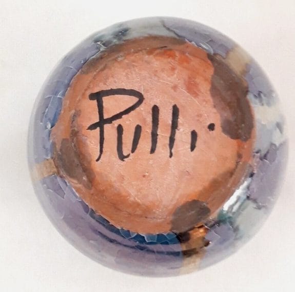 Vaso Crackle iridescente CLAUDIO PULLI 12 cm ceramica sarda vintage - immagine 3