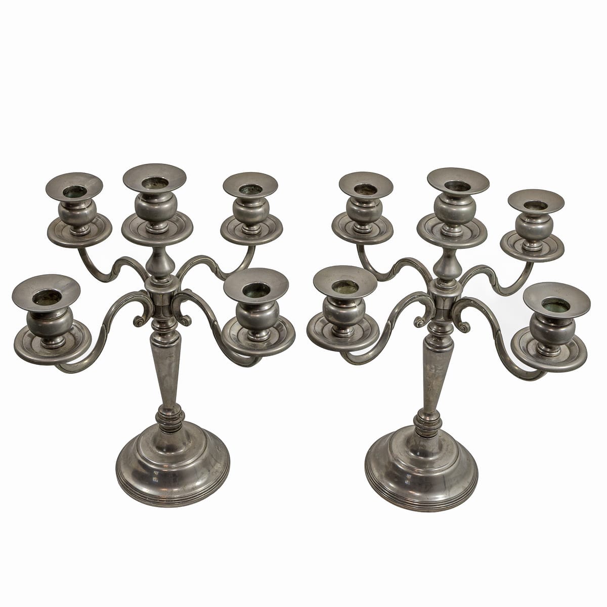 Coppia di candelabri in peltro - immagine 3