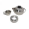 Set tè Sabrina Zani&Zani stile del 1965: teiera, zuccheriera e lattiera in acciaio inox. Set di design riproposto nel 2003, in buone condizioni.